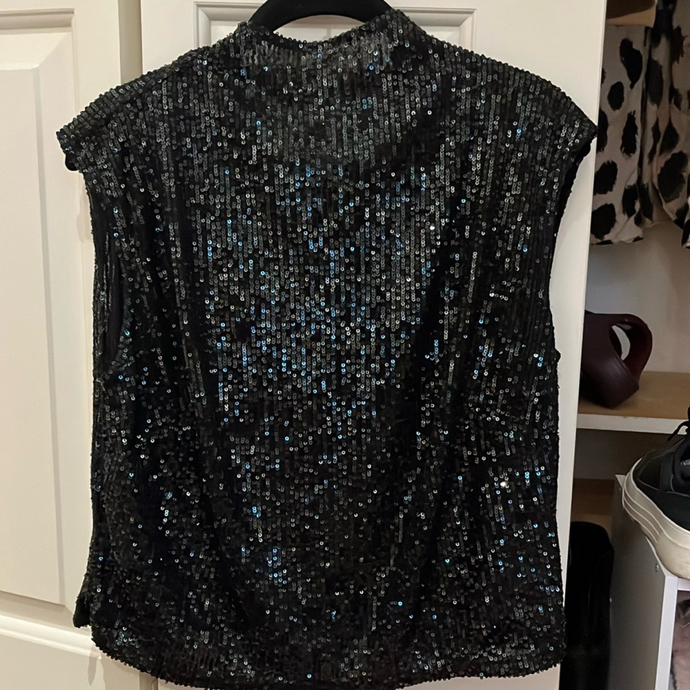 Anthropologie sequin mock neck muscle tank
